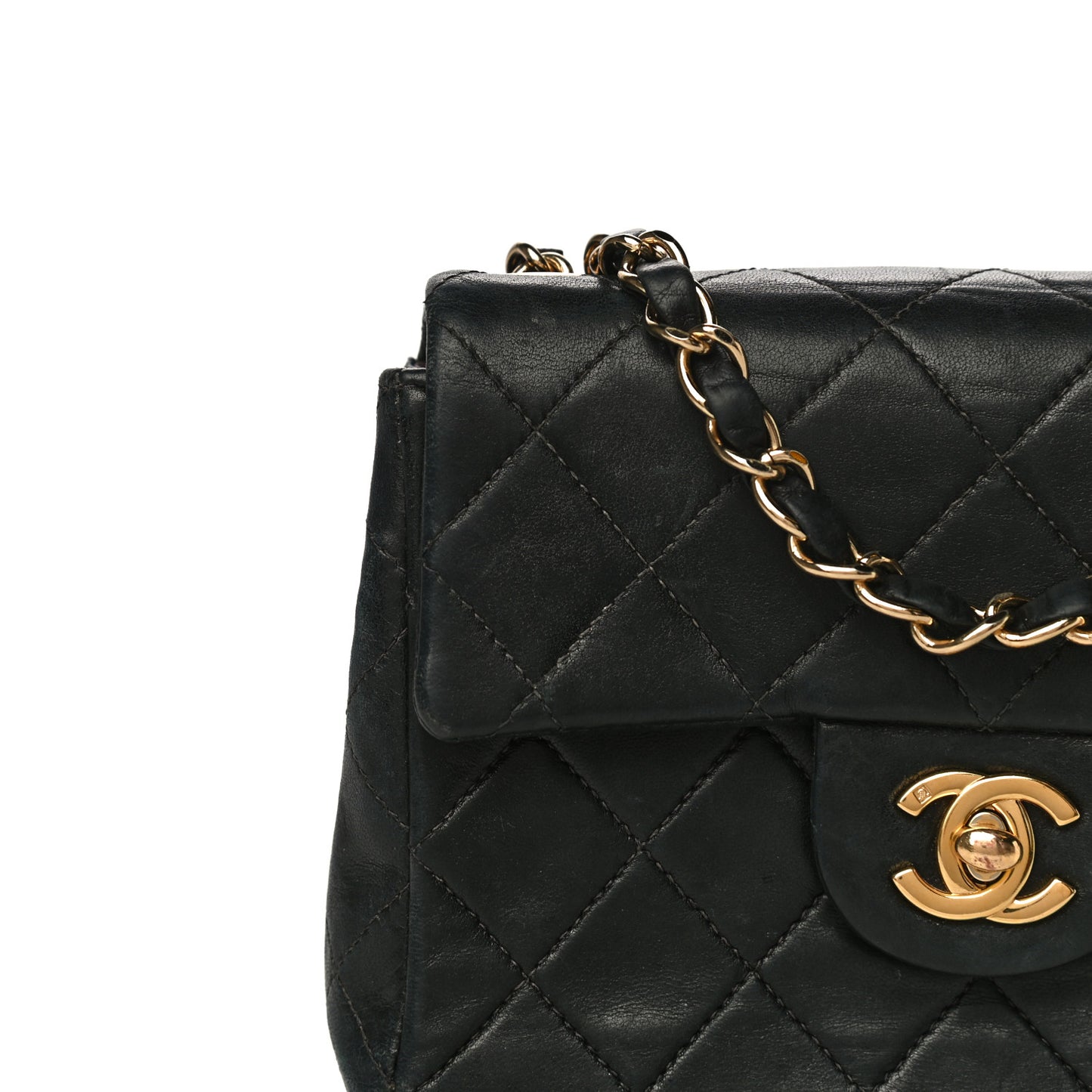 Lambskin Quilted Mini Square Flap Bag Black