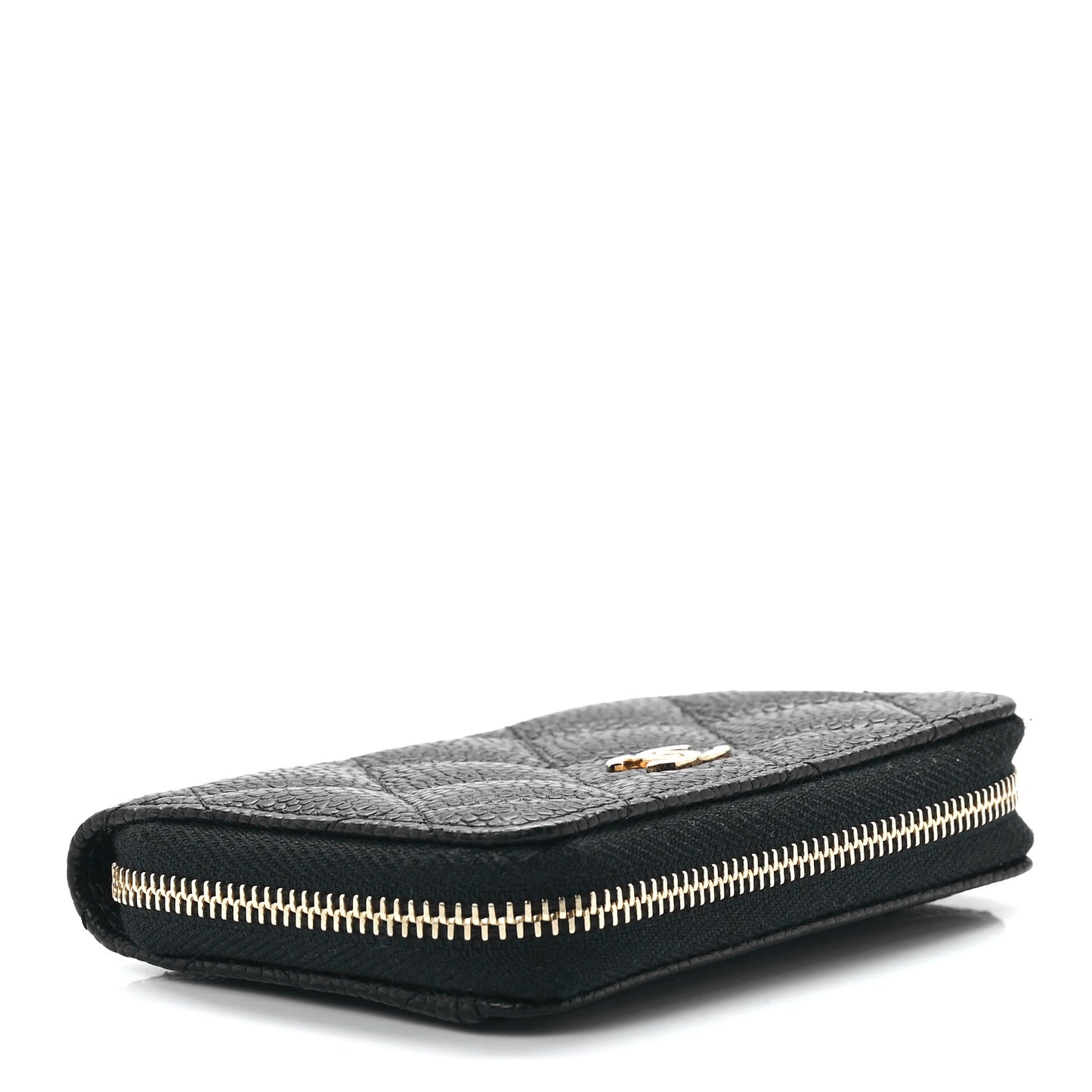 Caviar Quilted Zip Coin Purse Black