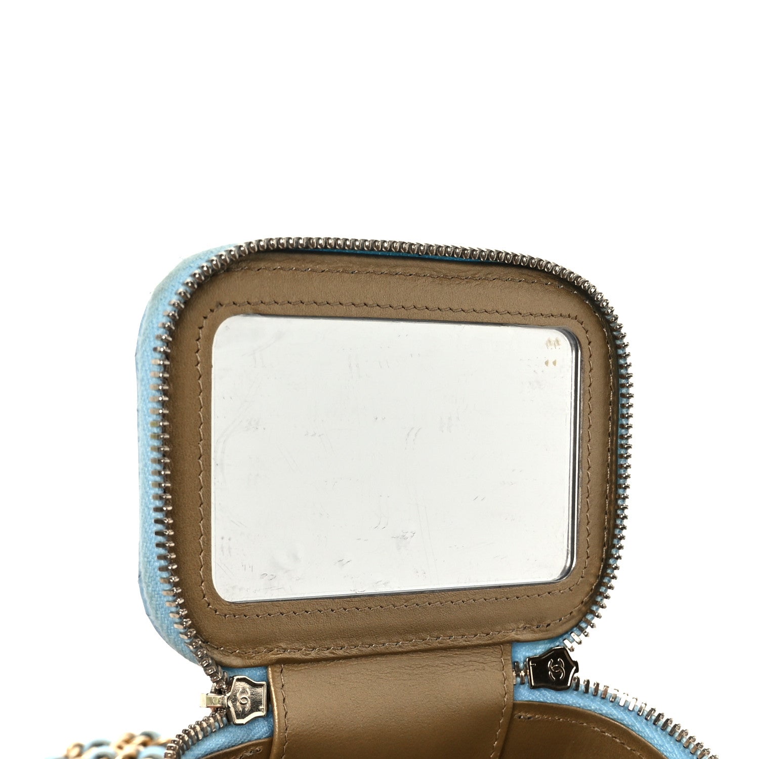 Chanel Lambskin Quilted Pearl Crush Mini Vanity Case With Chain Light Blue 7 of 11