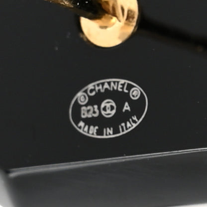 Chanel Enamel Strass CC Earrings Black 4 of 5