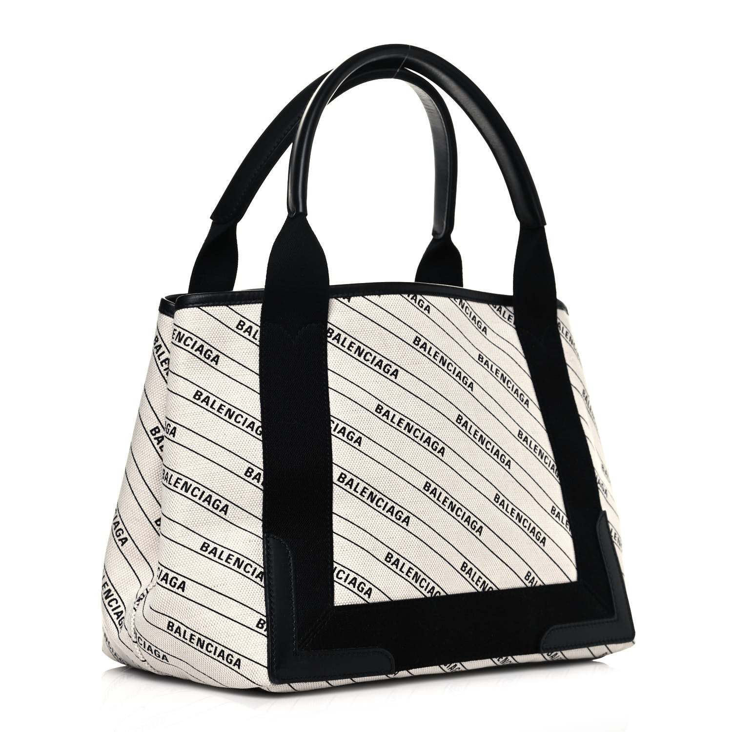 Balenciaga Canvas Logo S Navy Cabas Natural Black 3 of 11