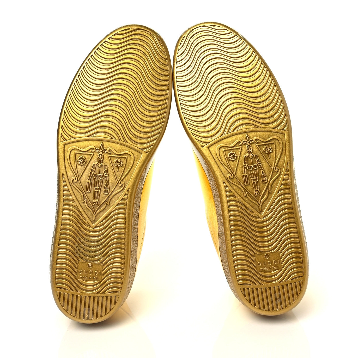 Metallic Nappa Interlocking G Perforated Mens Ace Sneakers 9 Oro Vecchio