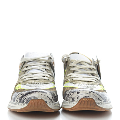 Gucci Suede Calfskin Tejus Printed Womens Ultrapace Sneakers 39.5 Natural Ardesia Neon Yellow 2 of 10