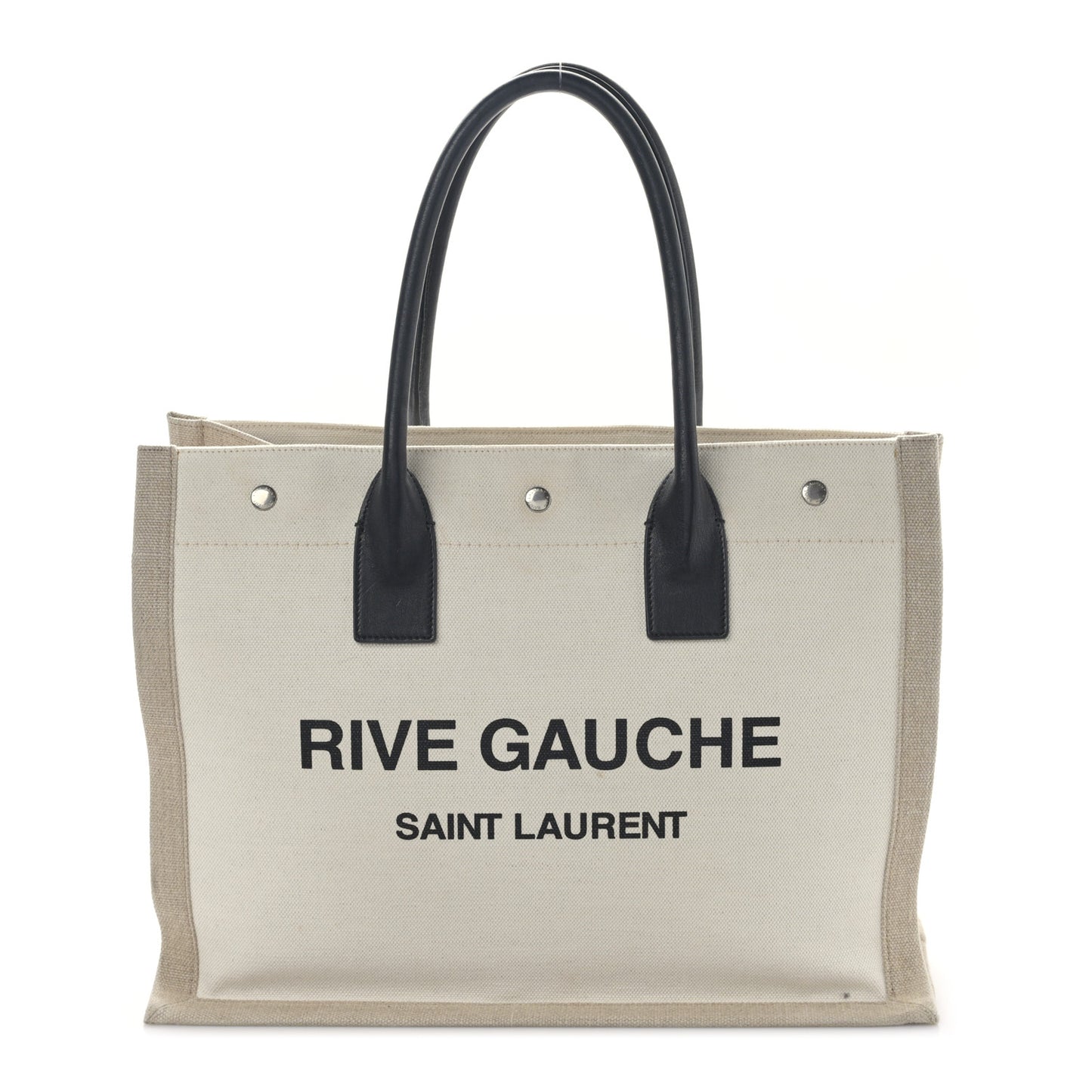 Linen Calfskin Small Rive Gauche Tote Greggio Natural