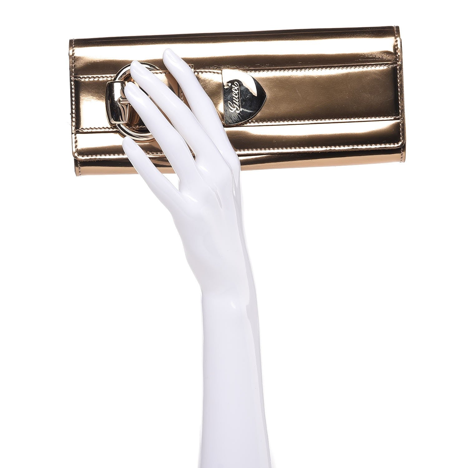 Gucci Patent Romy Clutch Gold 2 of 8