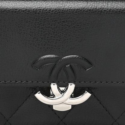 Chanel Grained Calfskin Quilted CC Box Compact Flap Wallet Black 10 of 12