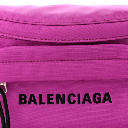 Balenciaga Sport Nylon Logo Embroidered Small Wheel Beltpack Fuchsia Black 7 of 9