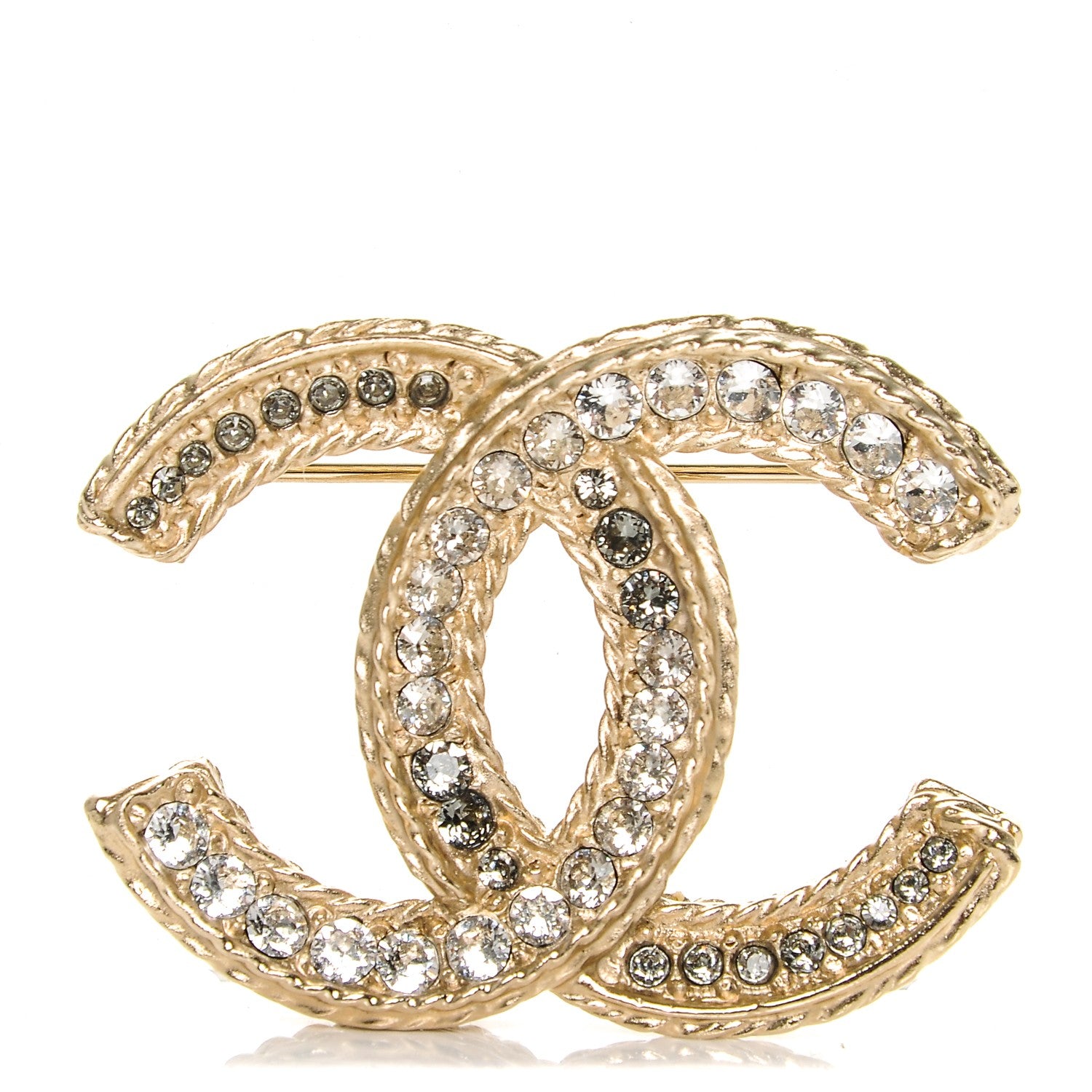 Chanel Crystal CC Brooch Light Gold 1 of 4