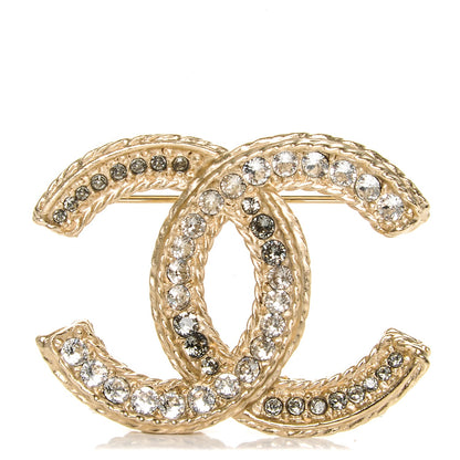 Chanel Crystal CC Brooch Light Gold 1 of 4