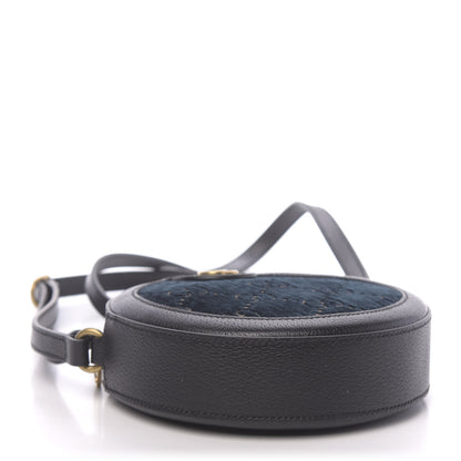 Gucci Velvet Calfskin GG Monogram Round Shoulder Bag Blue Beige 5 of 11