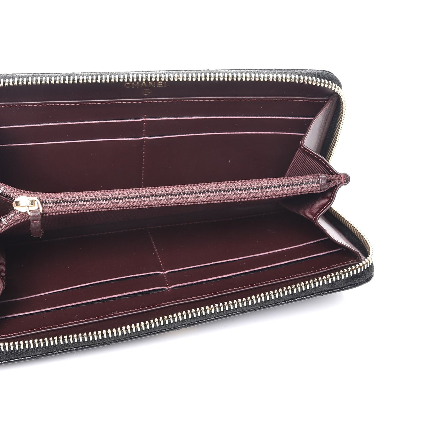 Caviar Quilted Large Gusset Zip Around Wallet Black