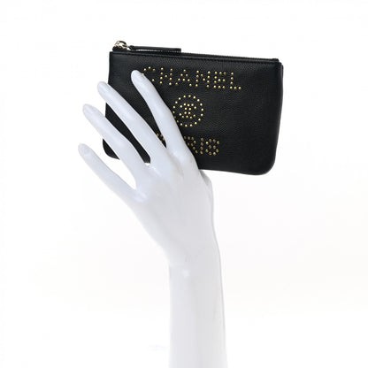 Chanel Caviar Studded Deauville Cosmetic Pouch Black 2 of 8