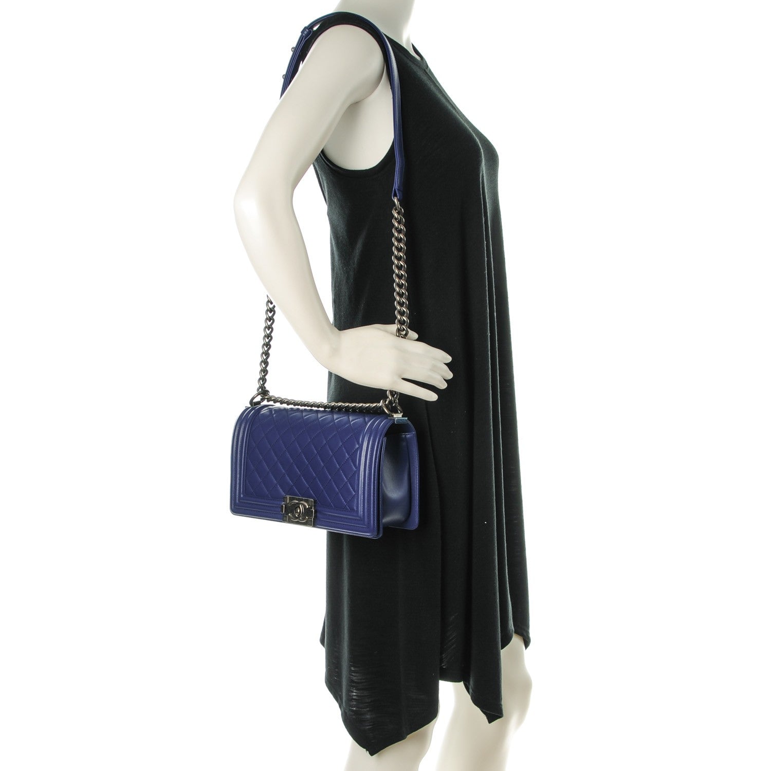 Chanel Lambskin Quilted Medium Boy Flap Dark Blue 2 of 8