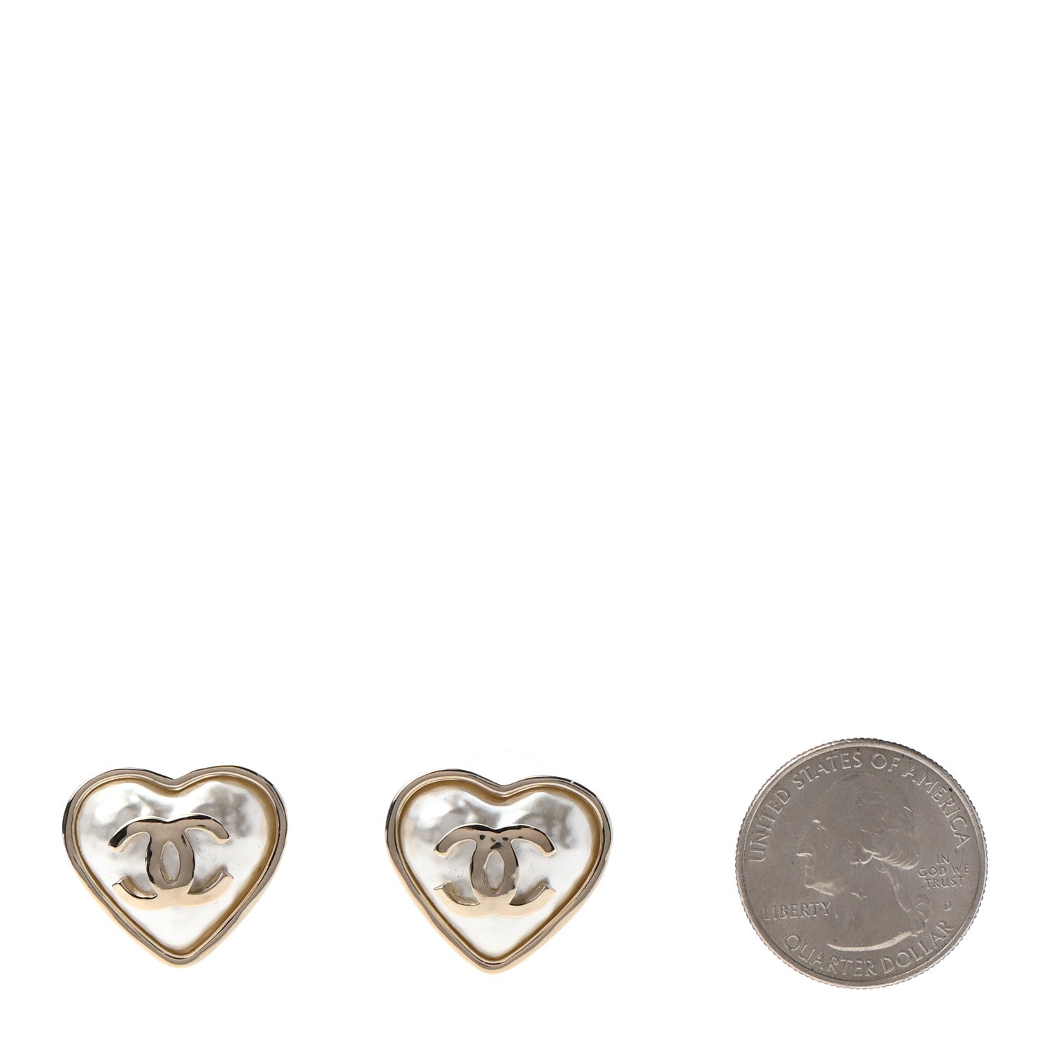 Chanel Pearl CC Heart Earrings Gold 3 of 8