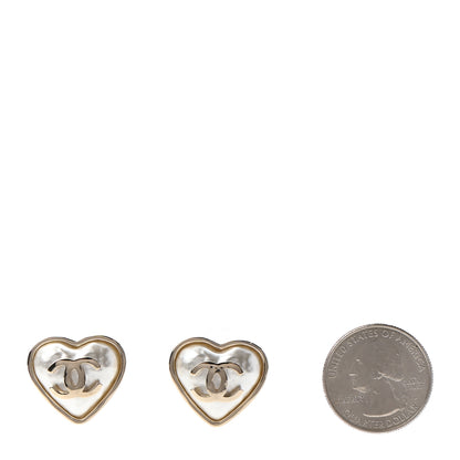 Chanel Pearl CC Heart Earrings Gold 3 of 8