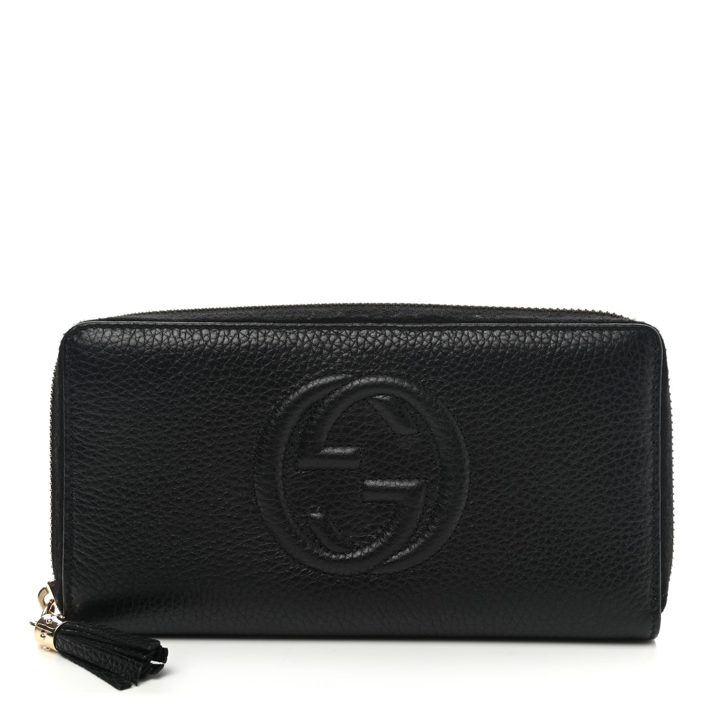 Pebbled Calfskin Soho Zip Around Wallet Black