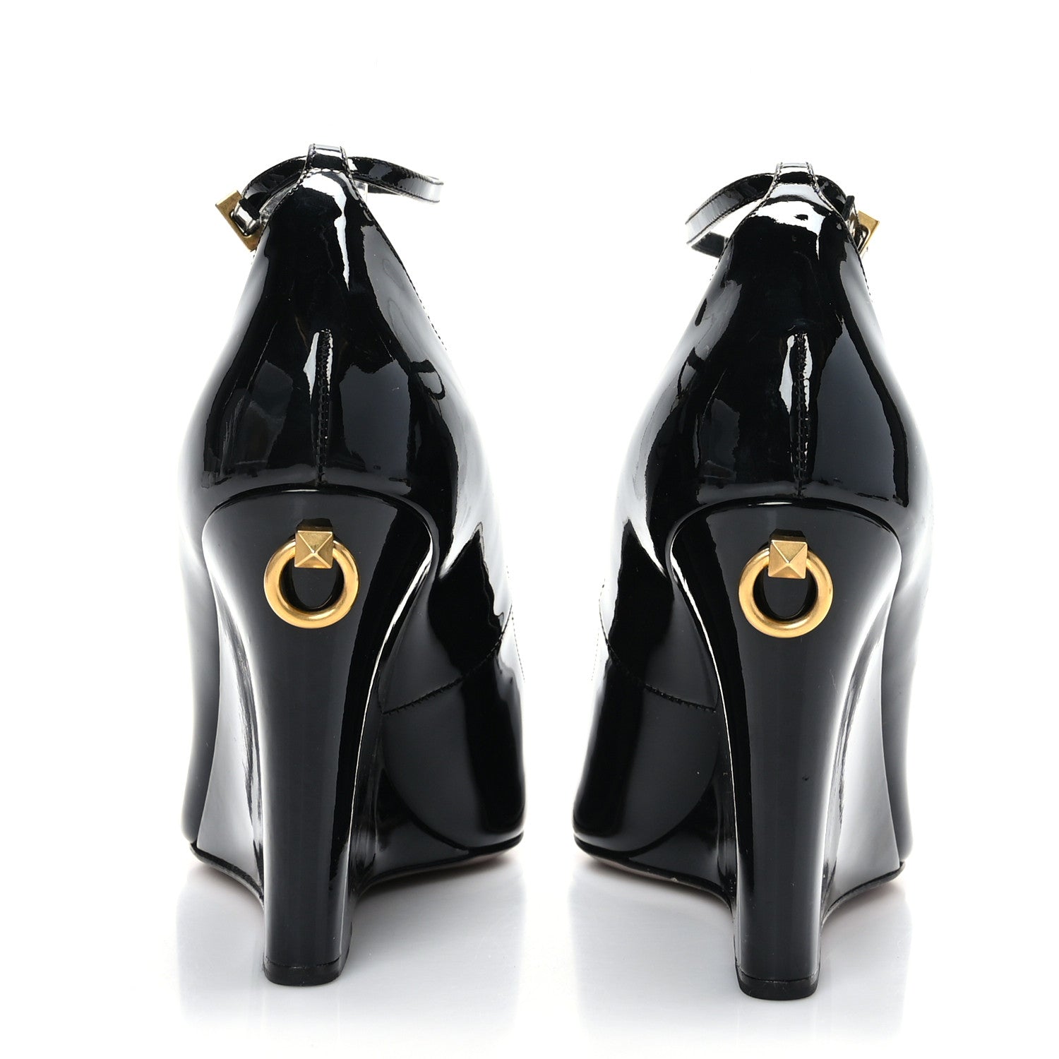 Valentino Garavani Patent Ringstud Wedges 39 Black 5 of 8