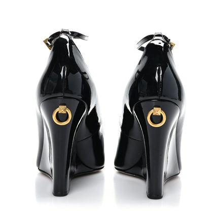 Valentino Garavani Patent Ringstud Wedges 39 Black 5 of 8