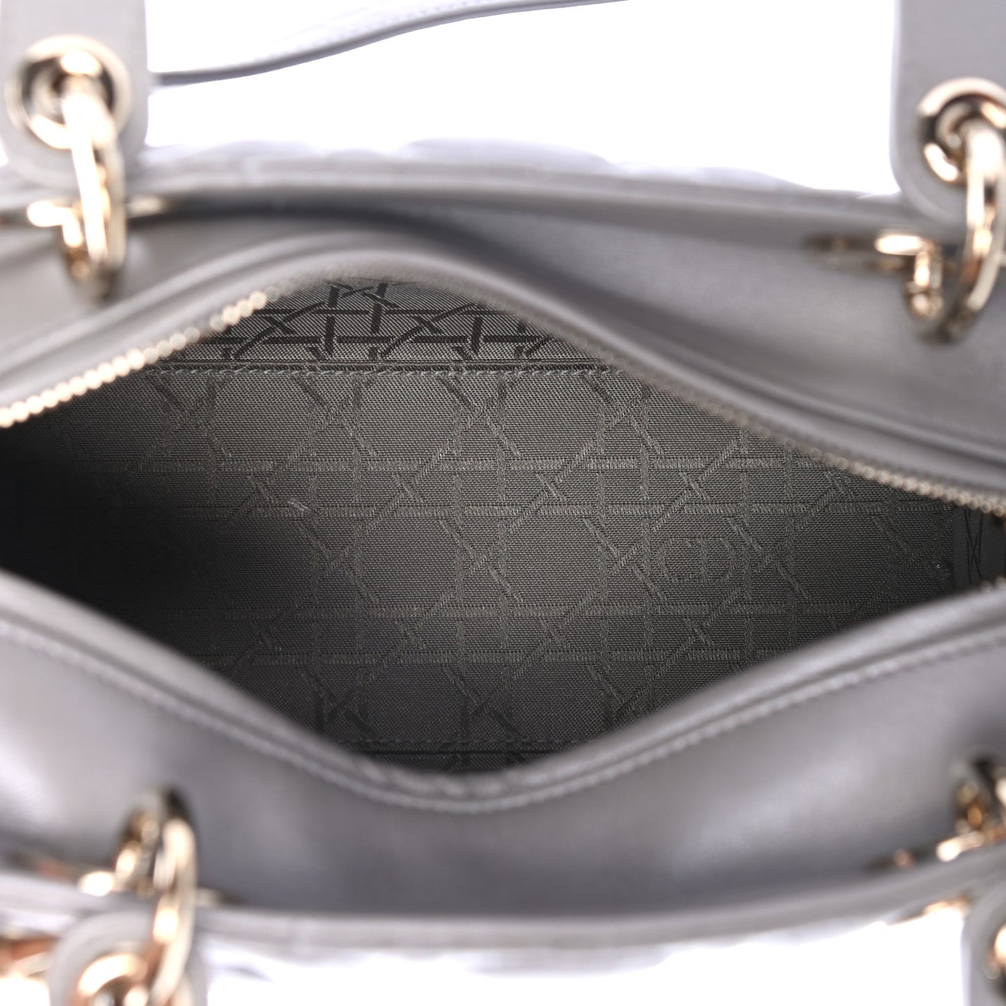 Pearly Lambskin Cannage Medium Lady Dior Grey