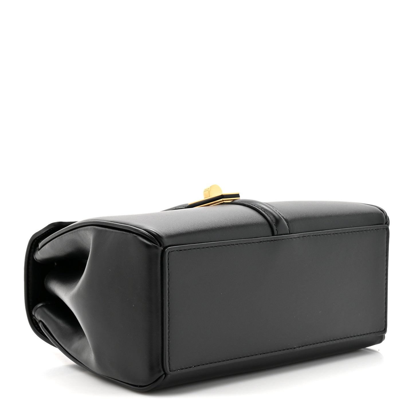 Satinated Calfskin Mini 16 Top Handle Bag Black