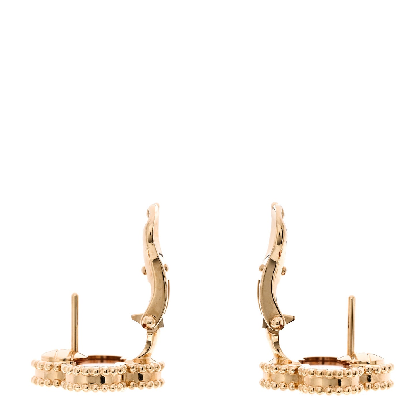 18K Yellow Gold Carnelian Vintage Alhambra Earrings