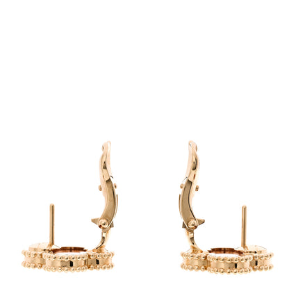 Van Cleef & Arpels 18K Yellow Gold Carnelian Vintage Alhambra Earrings 3 of 5