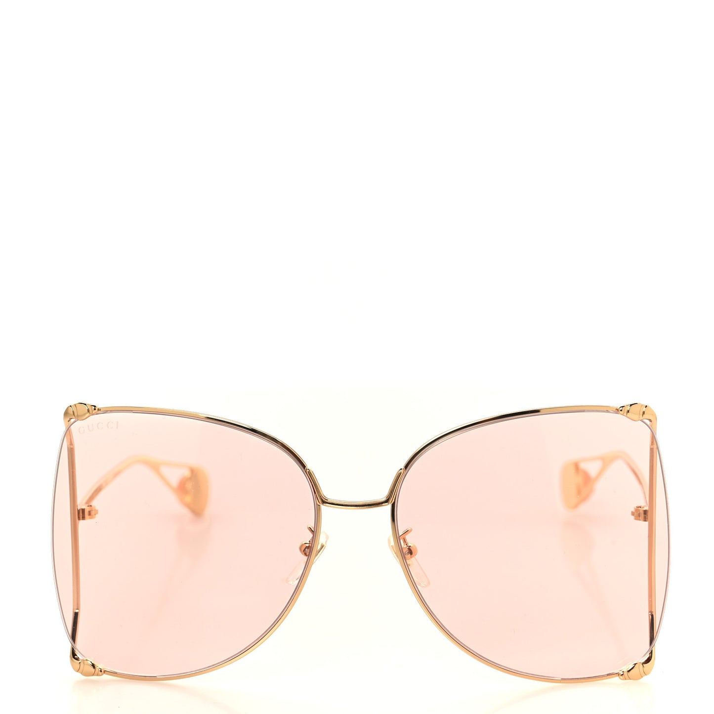 Metal Oversized Round Sunglasses GG0252S Gold Pink