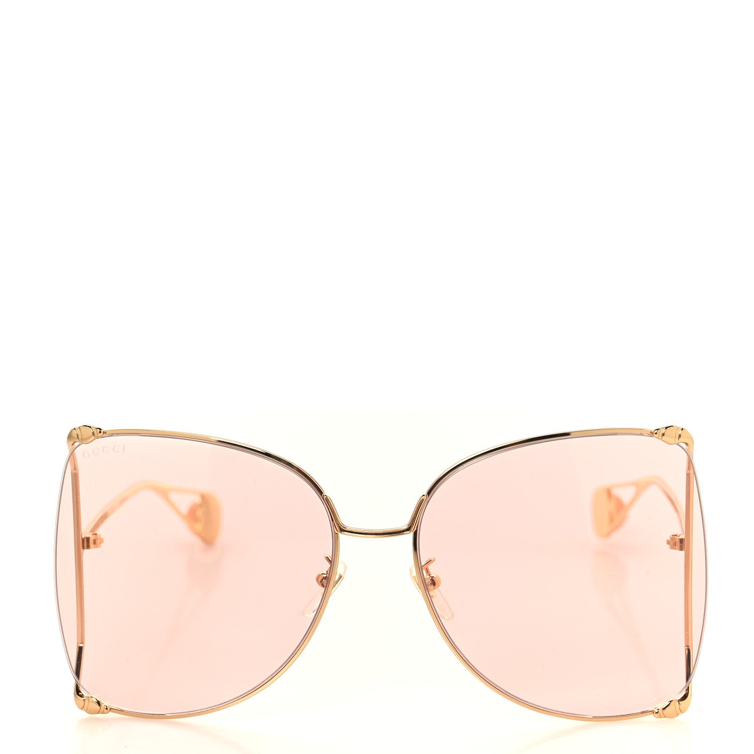 Gucci Metal Oversized Round Sunglasses GG0252S Gold Pink 2 of 7