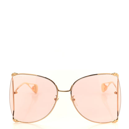 Gucci Metal Oversized Round Sunglasses GG0252S Gold Pink 2 of 7