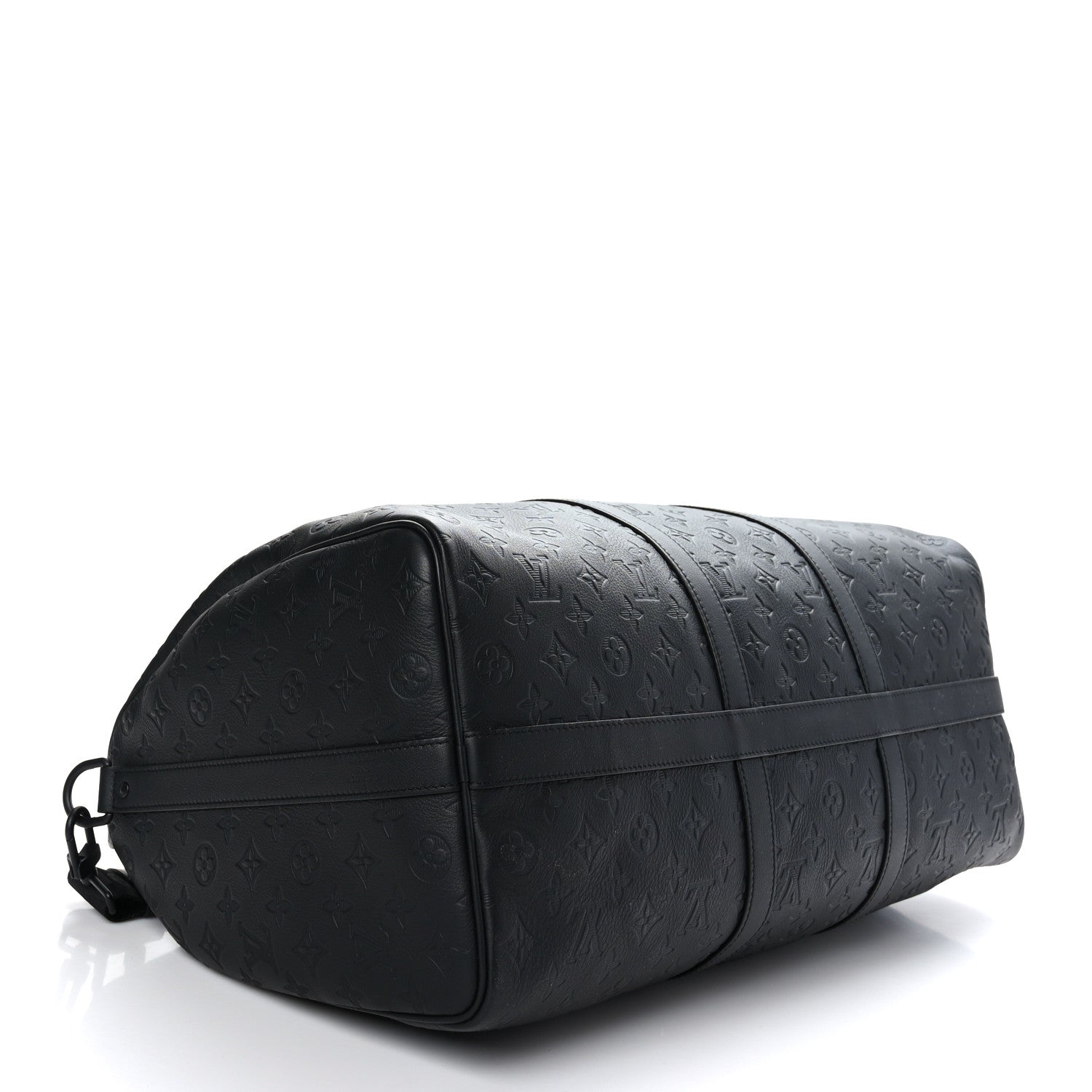 Louis Vuitton Calfskin Shadow Monogram Keepall Bandouliere 50 Black 3 of 9