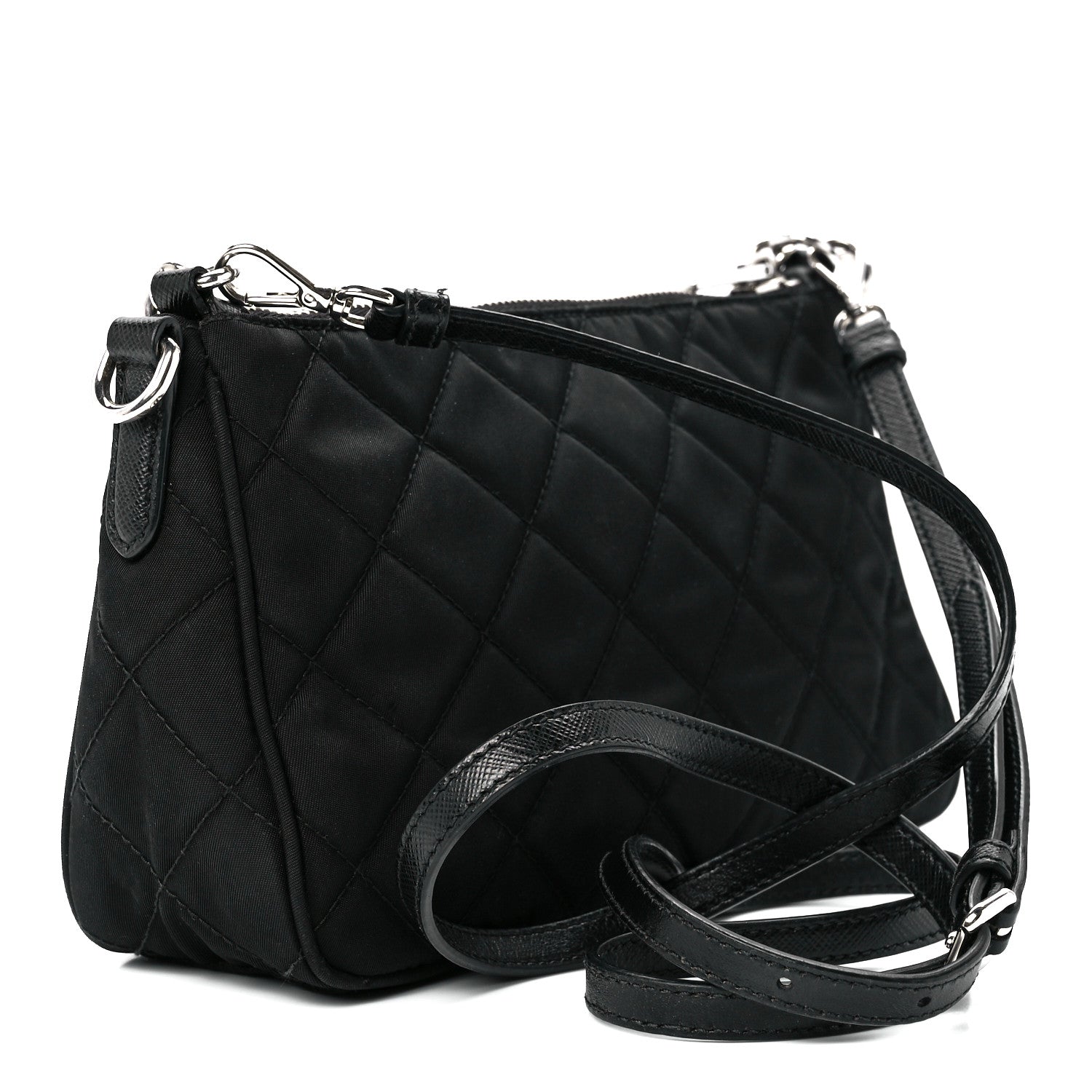 Prada Nylon Tessuto Impuntu Quilted Crossbody Bag Black 3 of 11