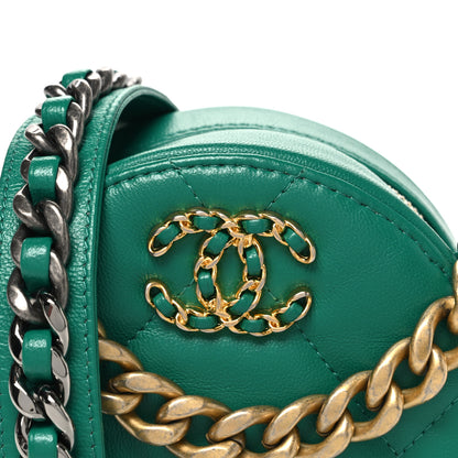 Chanel Lambskin Quilted Chanel 19 Round Clutch With Chain Green 8 of 10