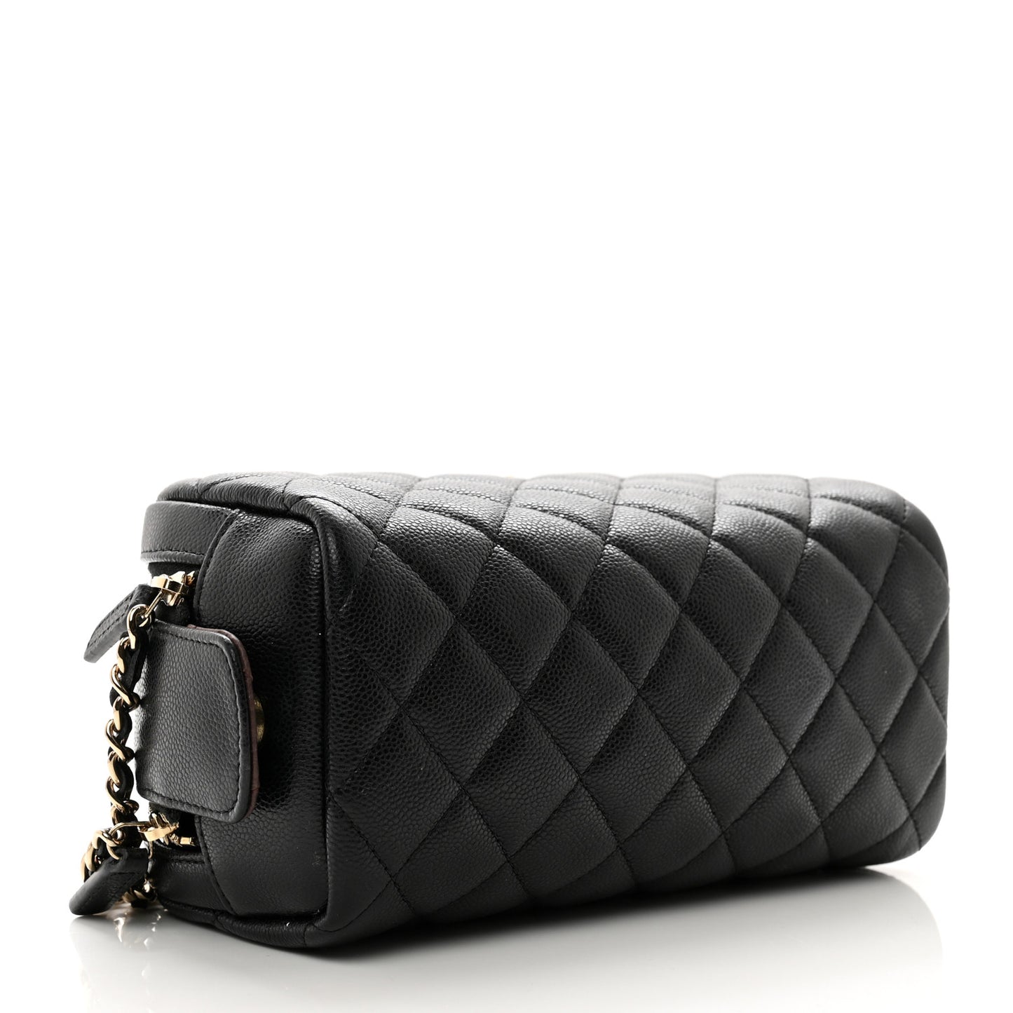 Caviar Quilted Double Zip Pouch Cosmetic Case Black