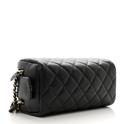 Chanel Caviar Quilted Double Zip Pouch Cosmetic Case Black 4 of 10