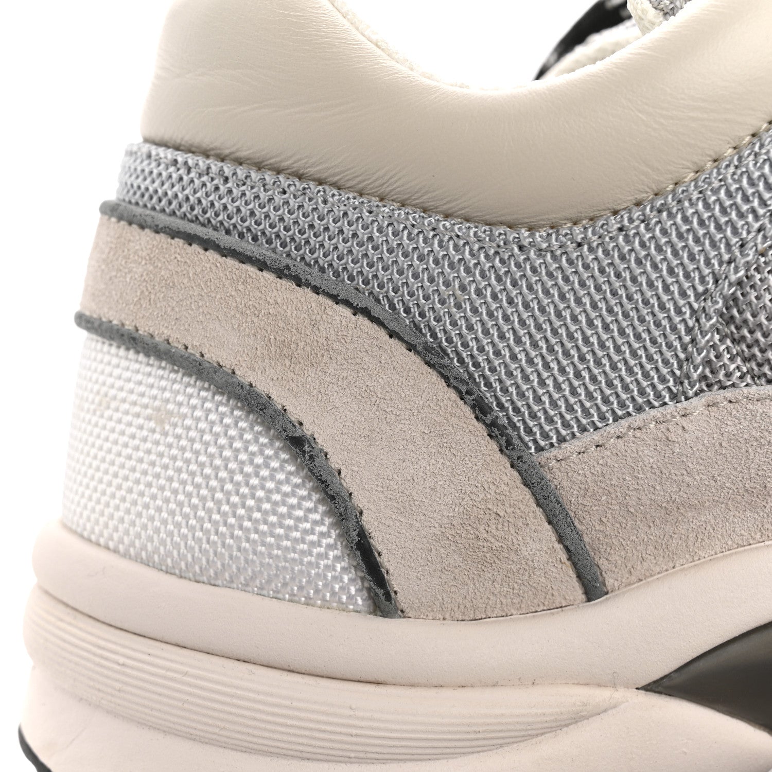 Chanel Nylon Calfskin Suede Womens CC Sneakers 36.5 Grey White 13 of 13