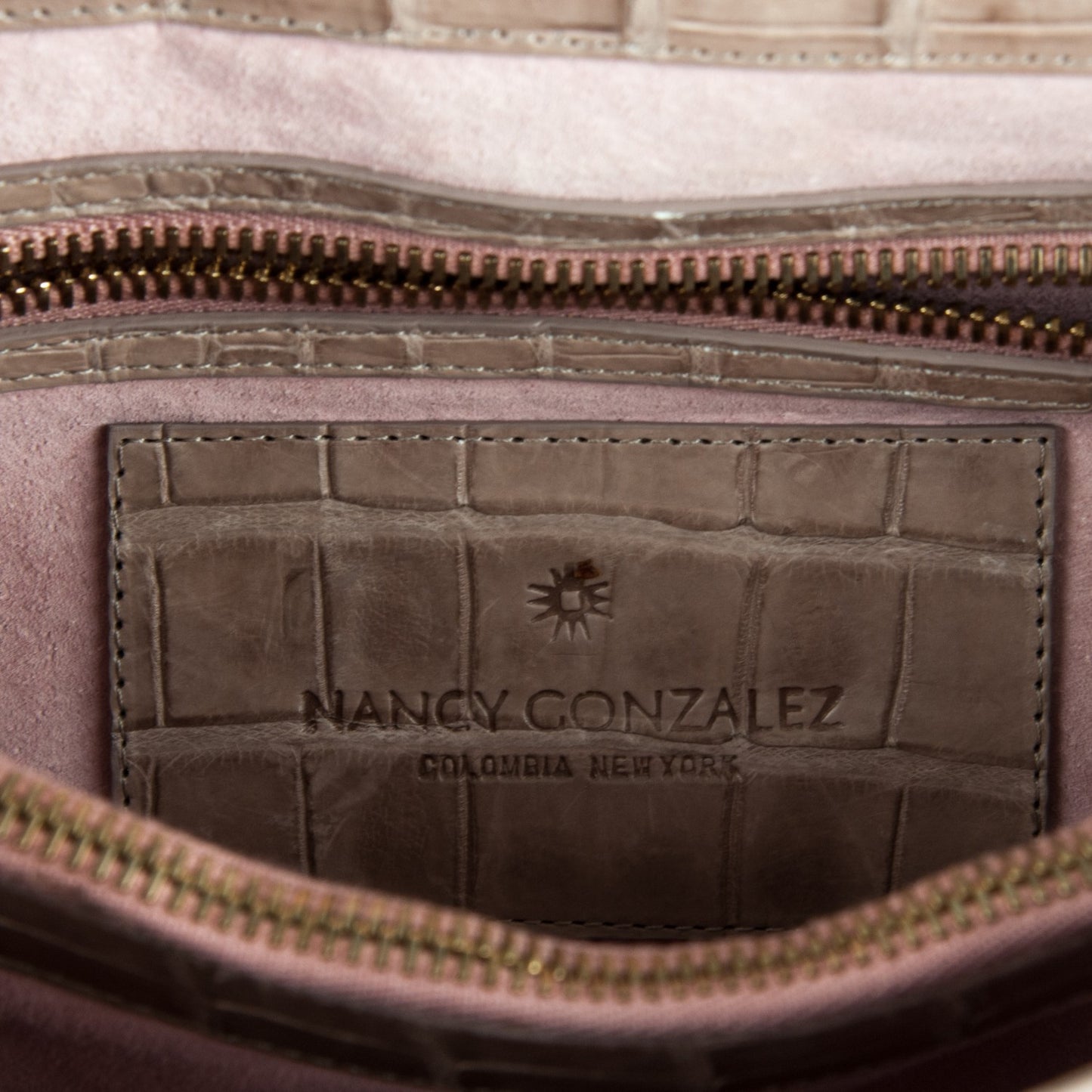 Crocodile Chain Flap Bag Nude Matte