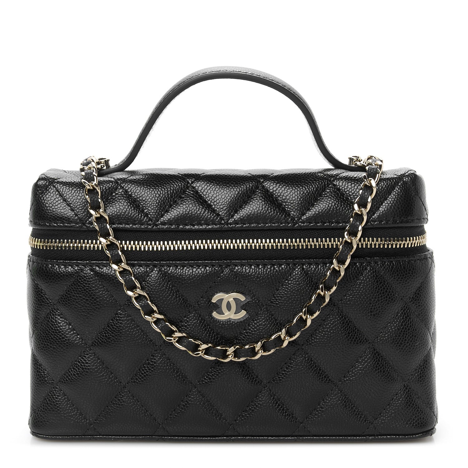 Chanel Caviar Quilted Top Handle Slim Vanity With Chain Black 1 of 10