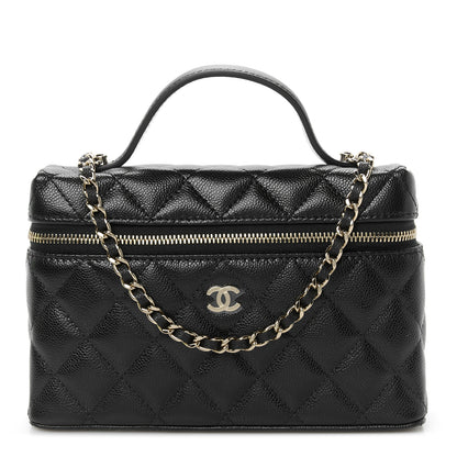 Chanel Caviar Quilted Top Handle Slim Vanity With Chain Black 1 of 10