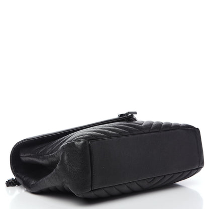 Saint Laurent Sheepskin Matelasse Chevron Monogram Monochrome Large College Satchel Black 3 of 12
