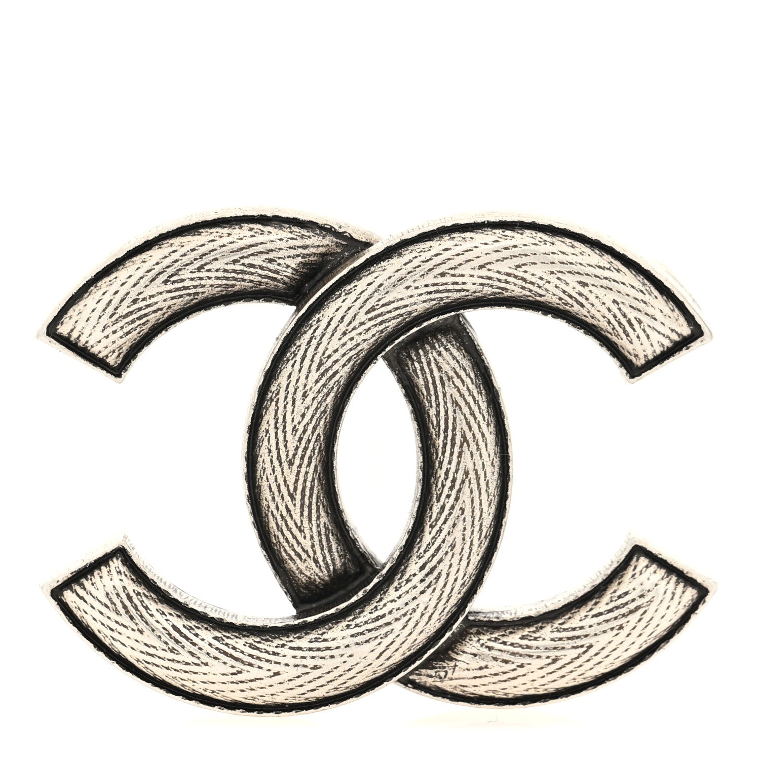 Chanel Ruthenium Twisted CC Brooch Silver 1 of 4