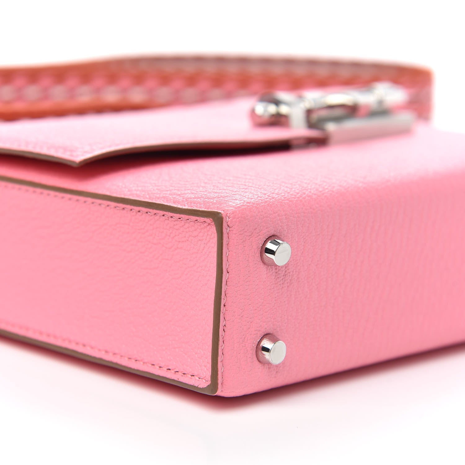Hermes Chevre Mysore Mini Verrou Large Strap Bag Rose Confetti White 8 of 10