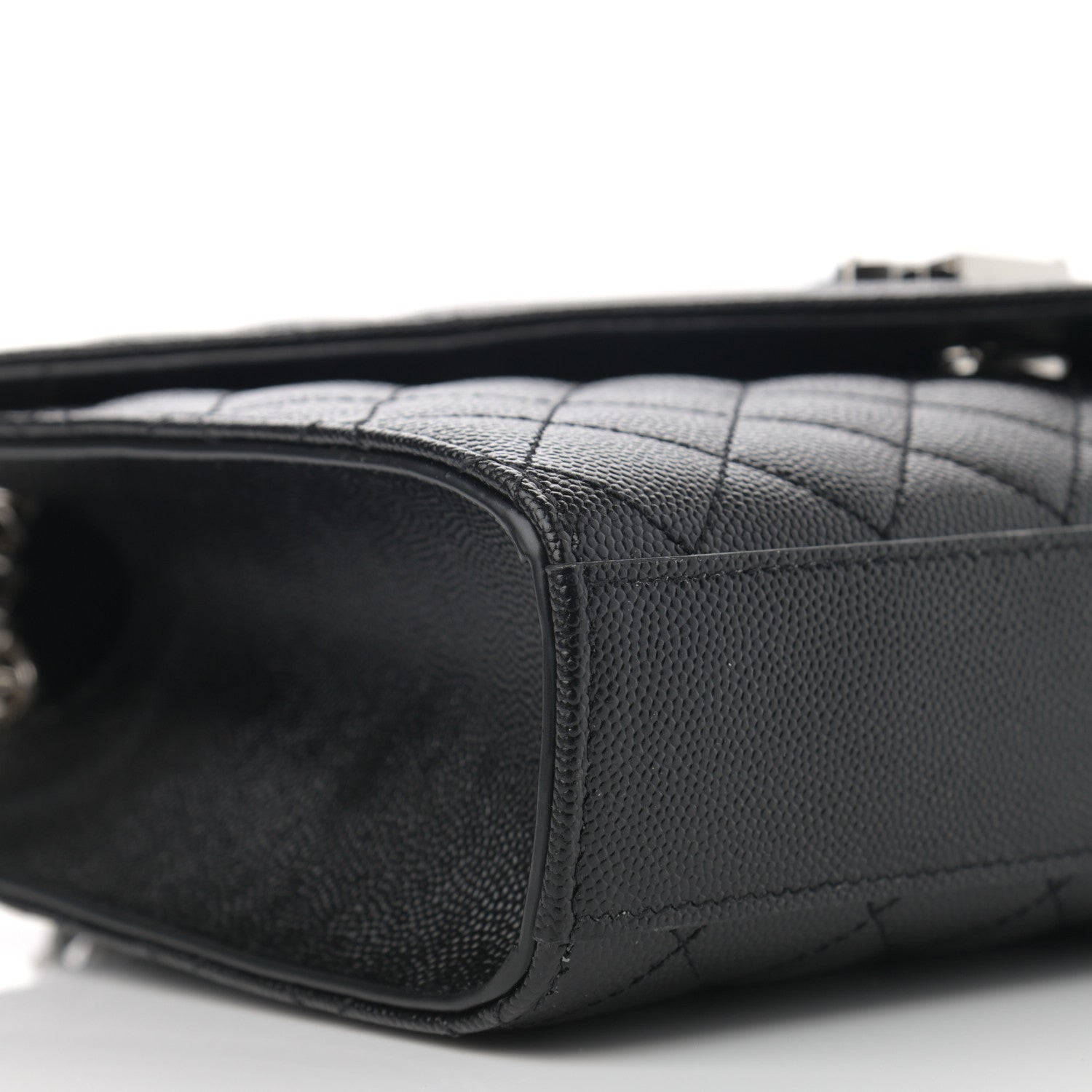 Saint Laurent Grain De Poudre Textured Mixed Matelasse Triquilt Medium Monogram Asphalt 9 of 10