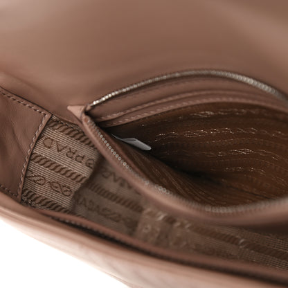 Prada Soft Calfskin Impunture Diagramme Medium Chain Flap Shoulder Bag Cipria 7 of 13