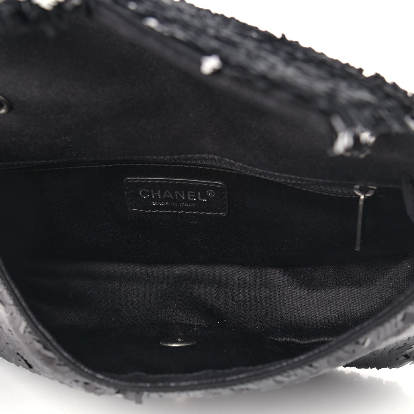 Sequin Embroidered Small Single Flap Black