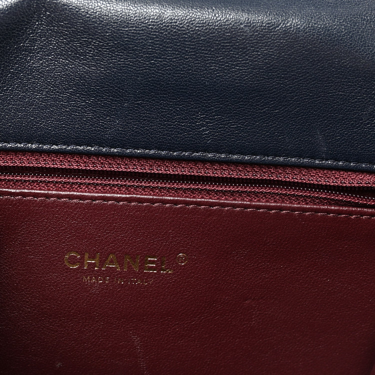 Chanel Shiny Sheepskin Chevron Quilted Collar and Tie Flap Navy 6 of 10