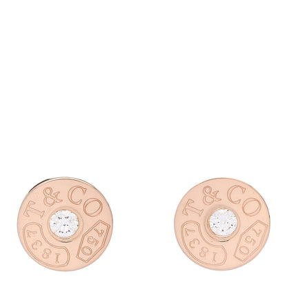Tiffany 18K Rose Gold Diamond 1837 Circle Earrings 1 of 5