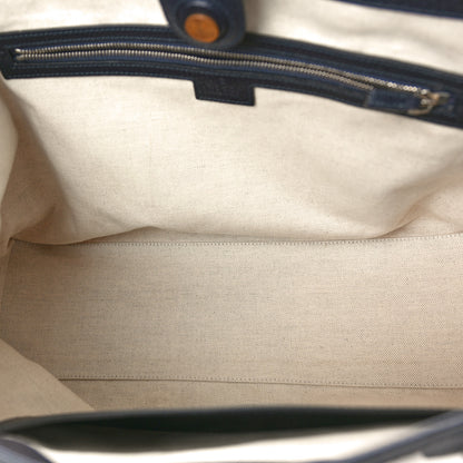 Gucci GG Supreme Monogram Textured Calfskin Web Medium Ophidia Shopping Tote Beige Blue 5 of 10