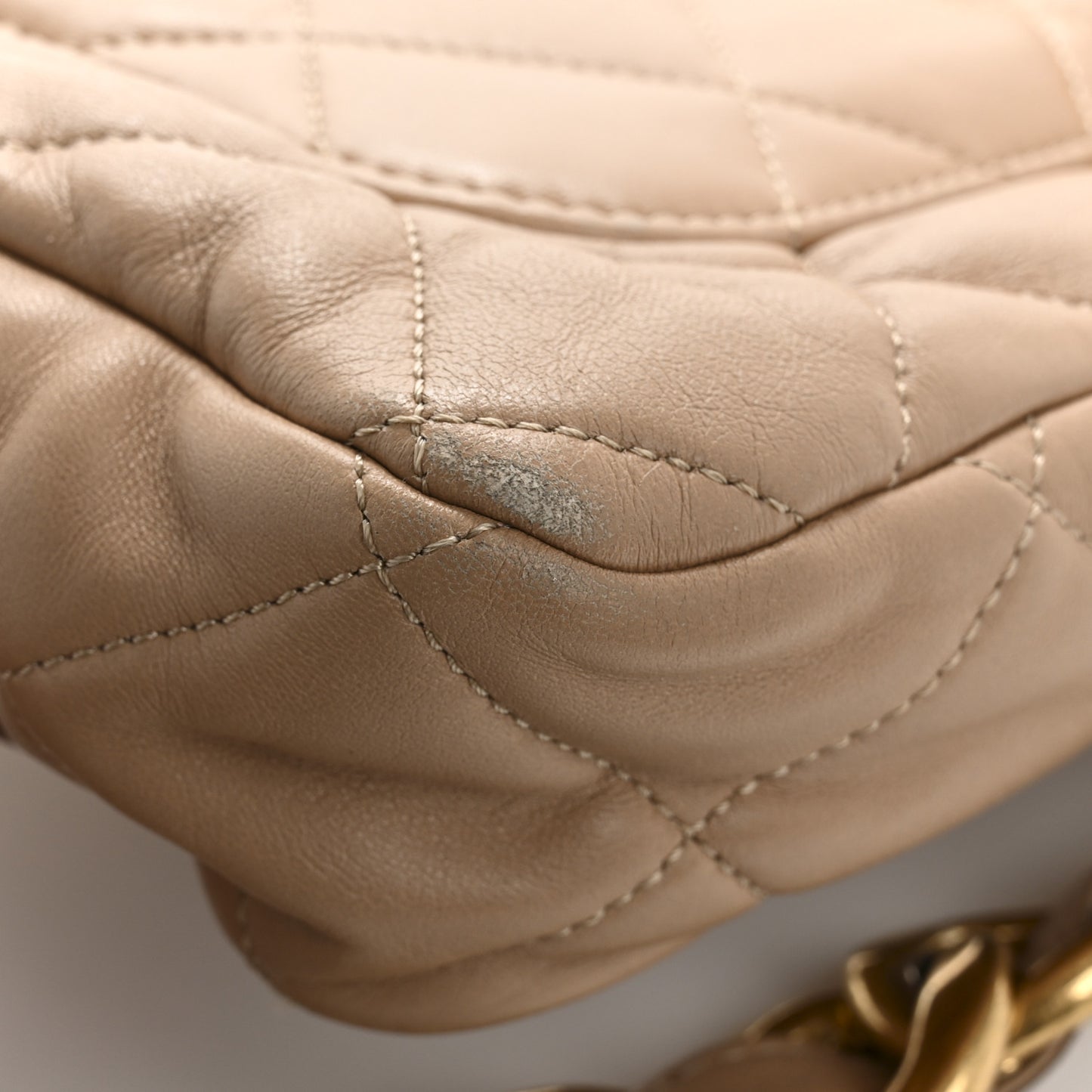 Lambskin Quilted Large CC Funky Town Flap Beige