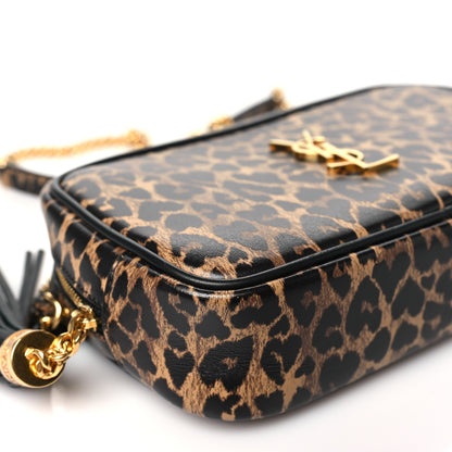 Saint Laurent Calfskin Heart Leopard Print Monogram Mini Lou Camera Bag Toffee 8 of 9