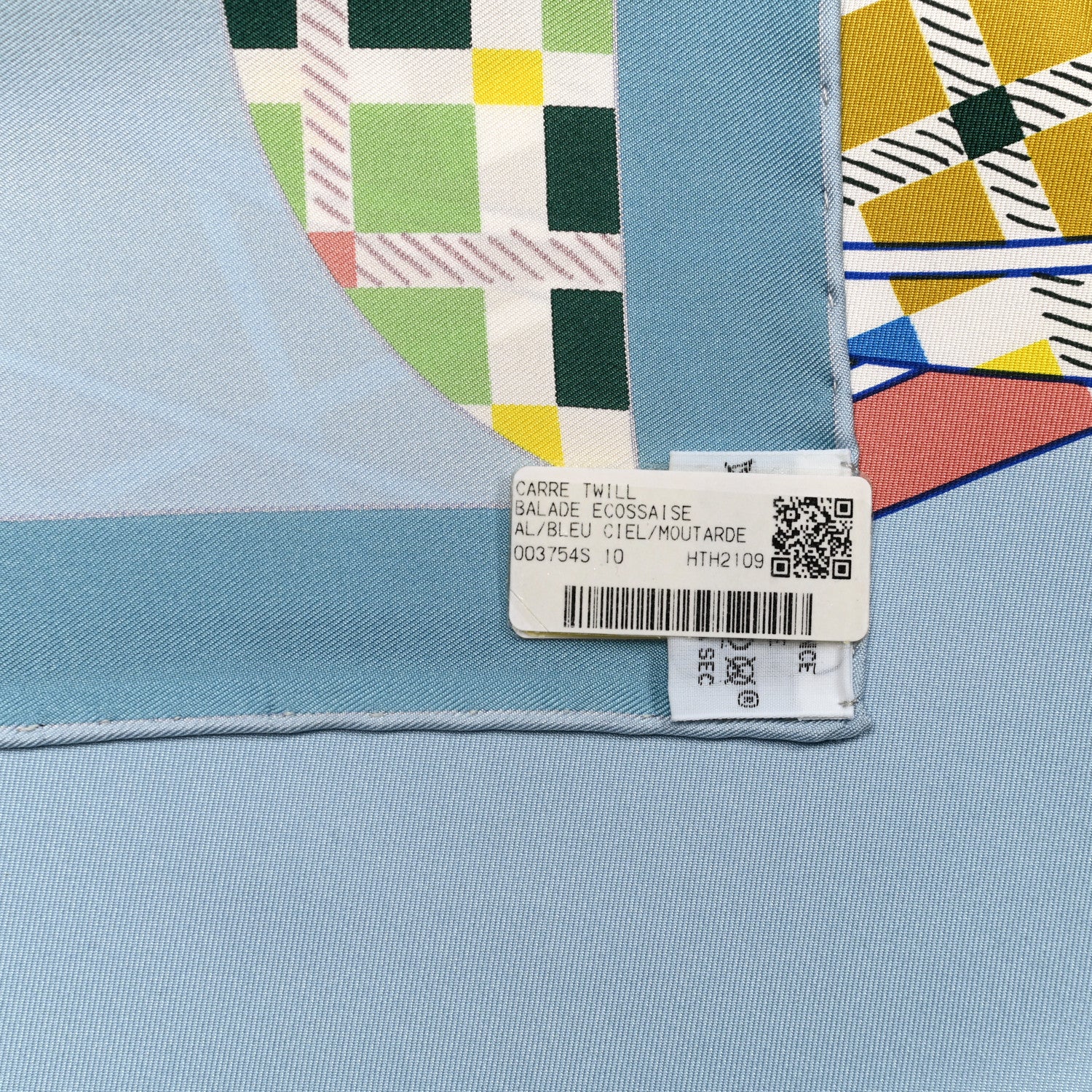 Hermes Silk Balade Ecossaise Scarf 90 Bleu Ciel Moutarde 3 of 6